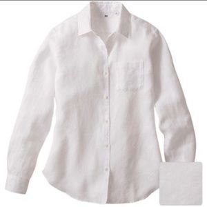 Uniqlo white linen button down